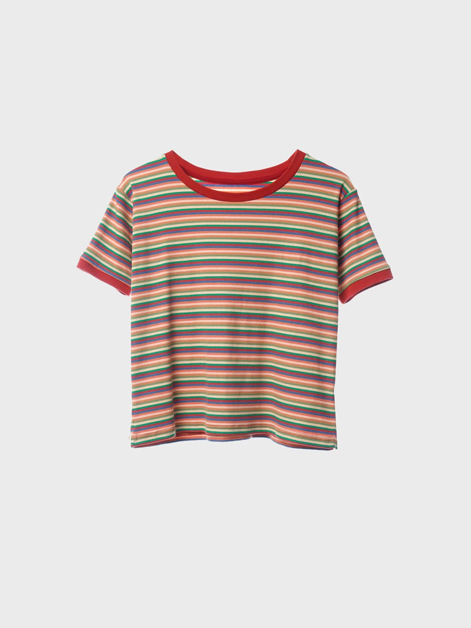 Retro Stripe Tencel Rip T-Shirts (red)