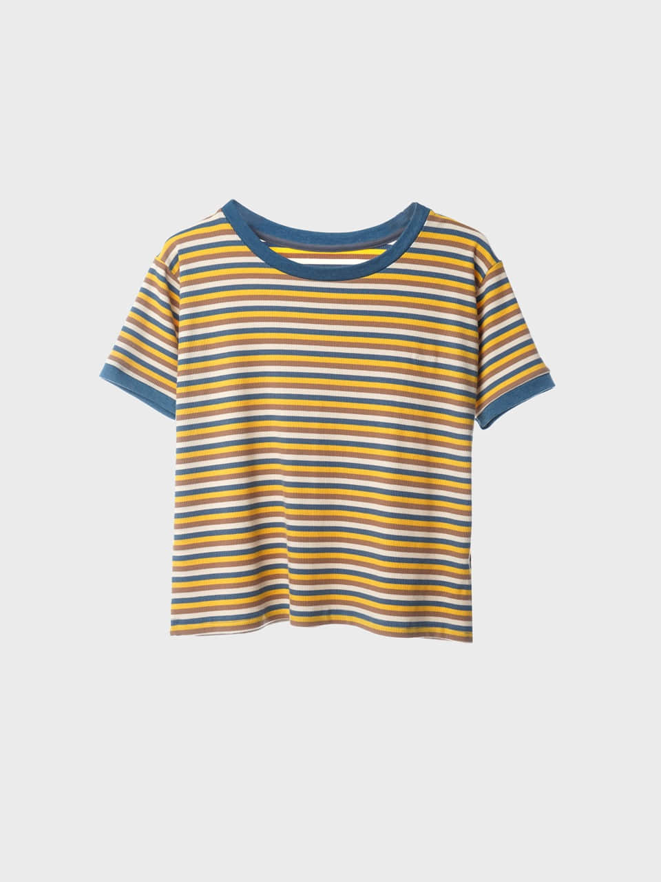 Retro Stripe Tencel Rip T-Shirts (blue)