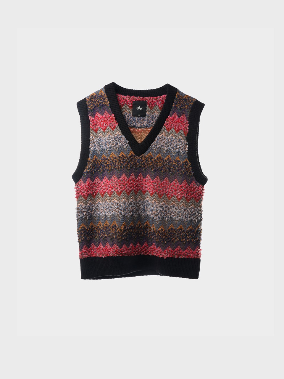Zigzag-Jacquard Oversize  Sweater Vest (pink)