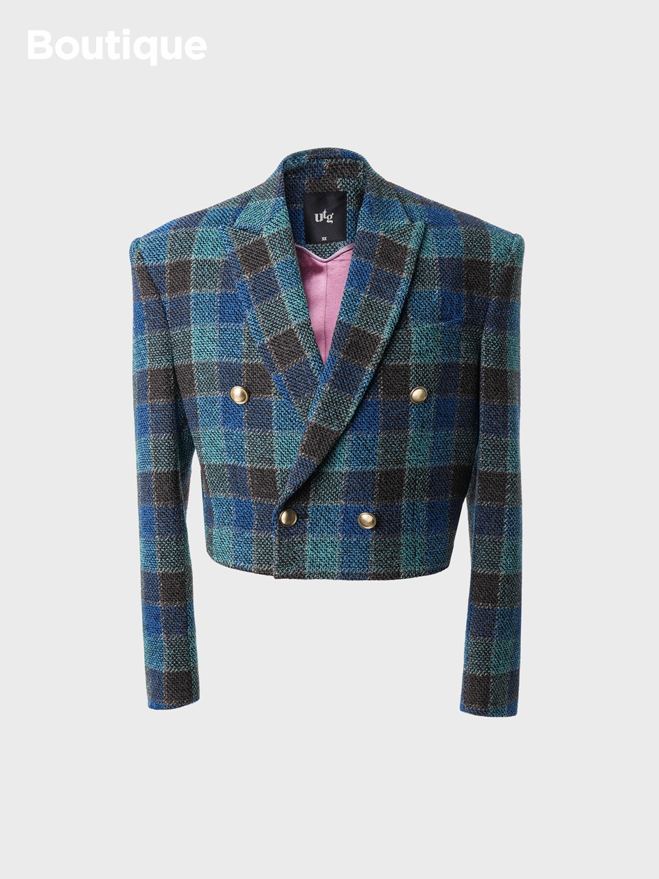 Cropped Double-Breasted Wool Tweed Jacket