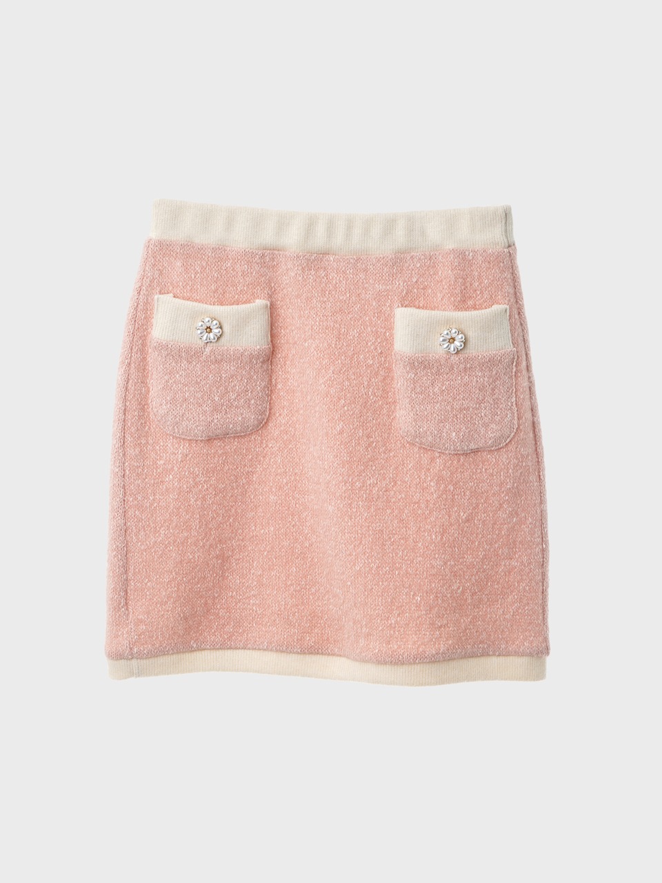 Ribbed-Waist Mini Skirt (pink)