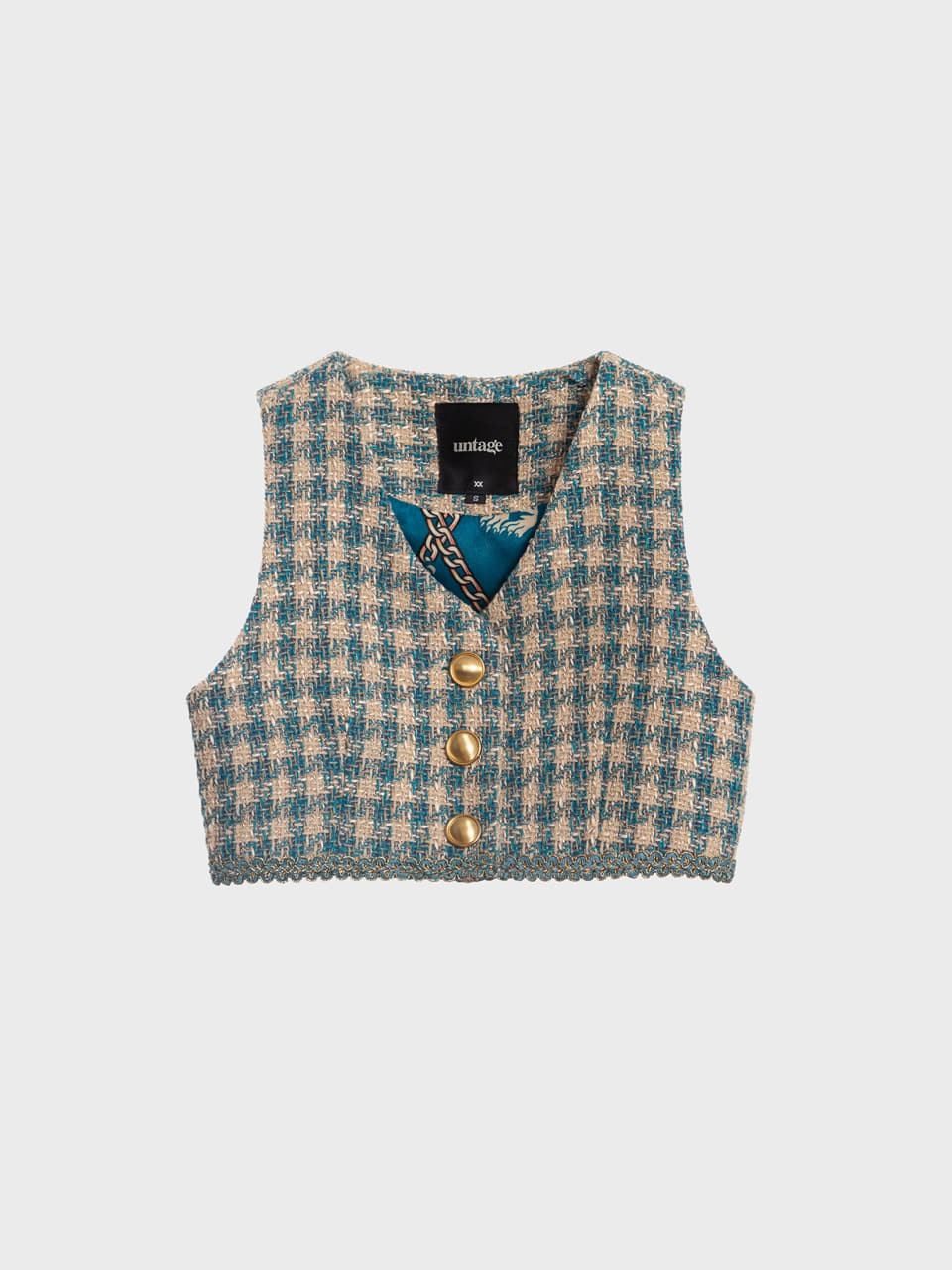 Checked Bouclé Tweed Cropped Top