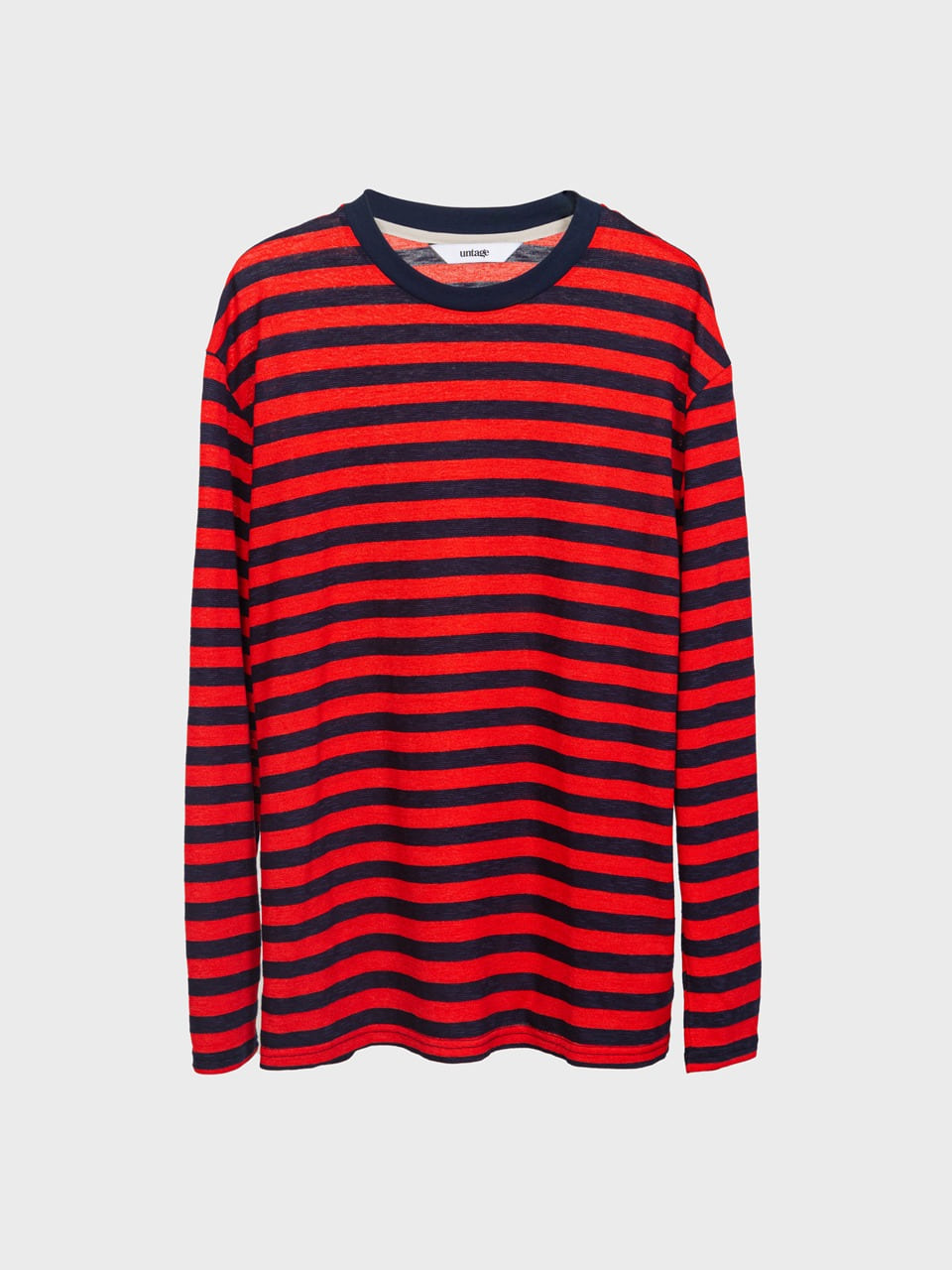 Breton Striped Slub Linen T-shirt (red)