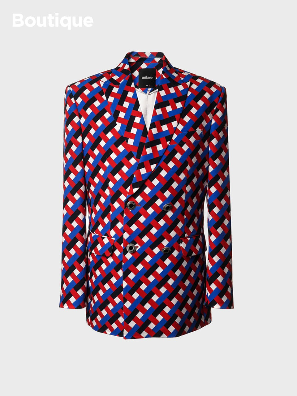Double-Breasted Graphic-Patterned Print Blazer
