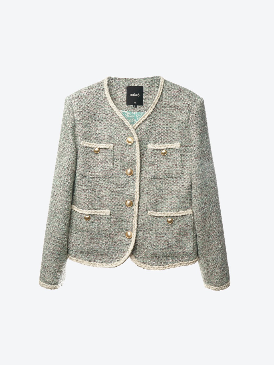 Gold-Buttoned Bouclé Tweed Jacket for woman