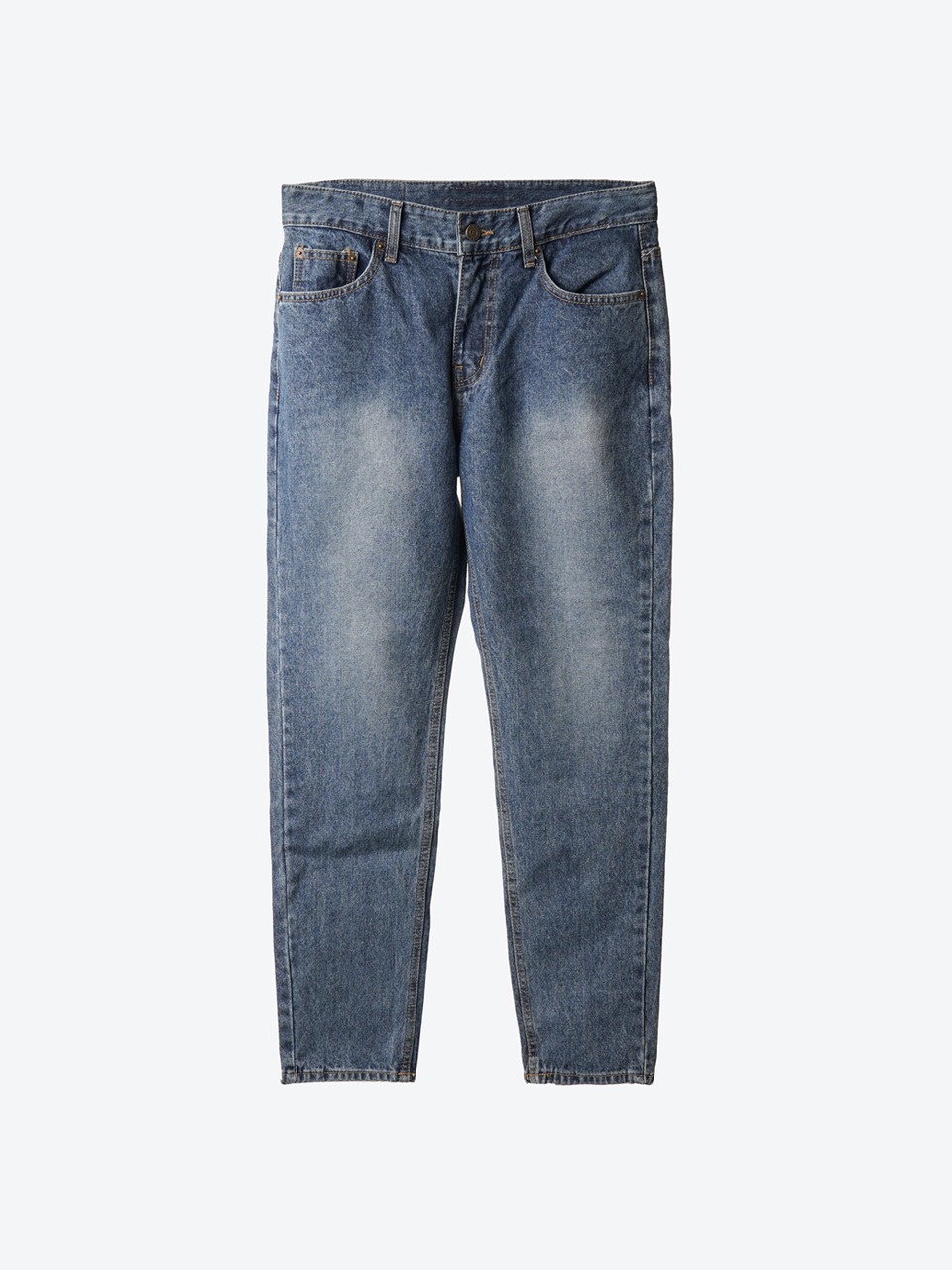 Retro Washed Tapered-Leg Jeans (dark blue)
