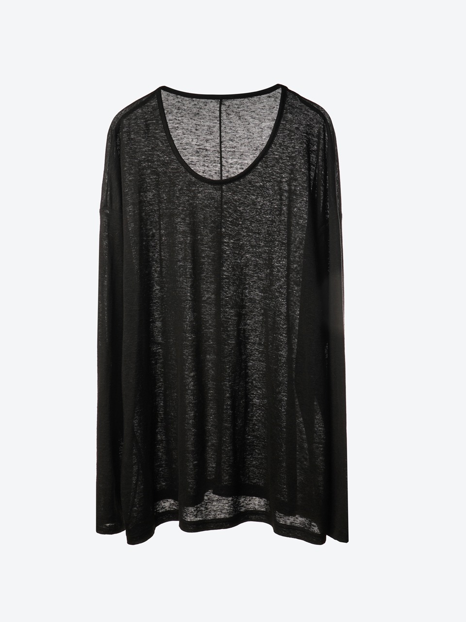 U-Neck Linen-Jersey T-Shirt (black)