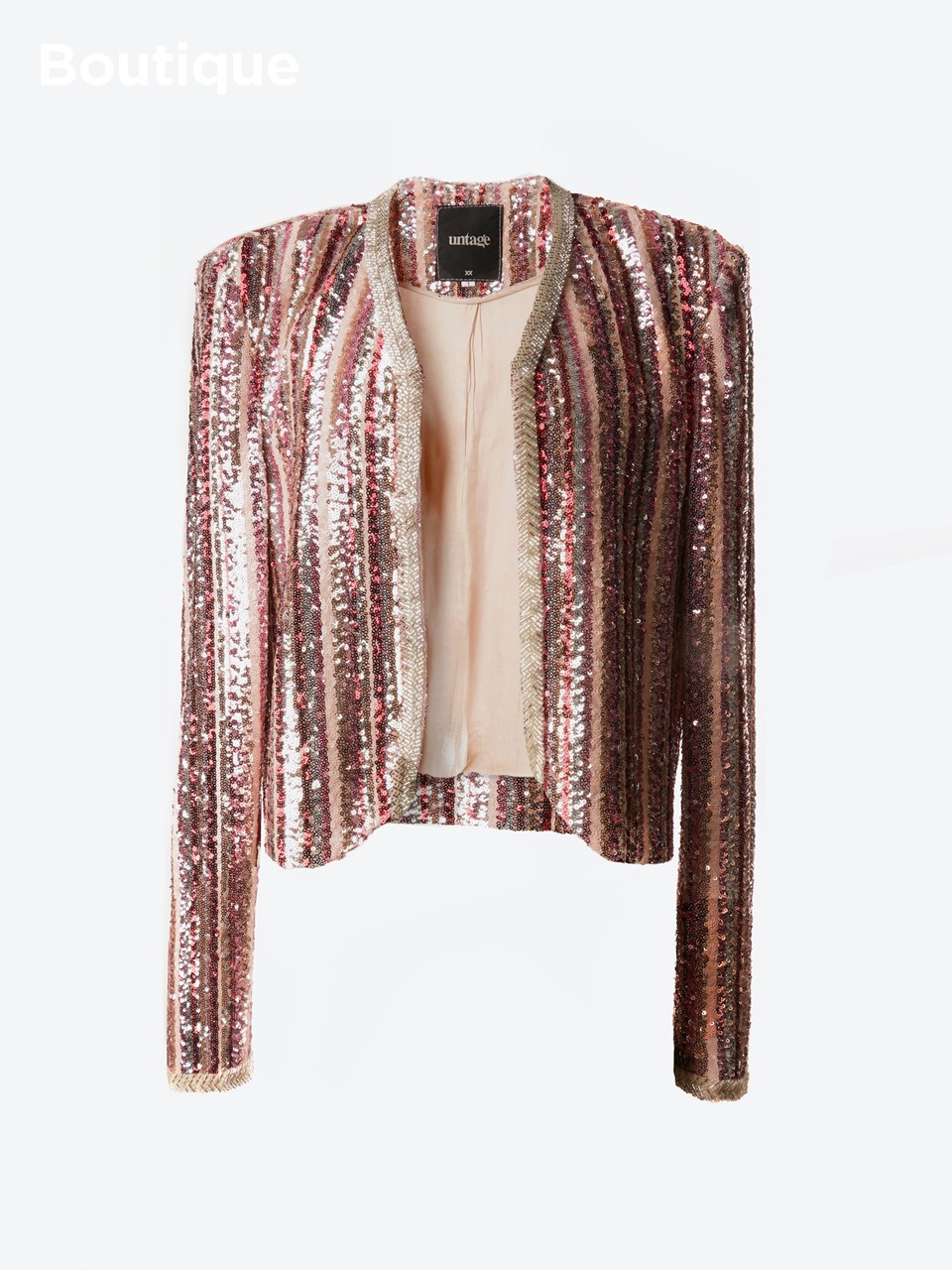 Stripe Sequinned Cropped Jacket