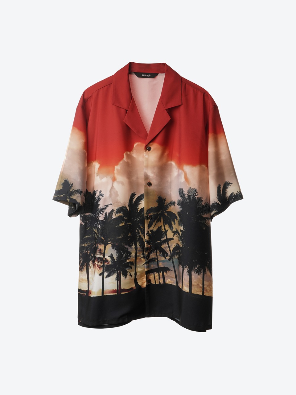 Palmtree Printed Bowling Shirts (red)
