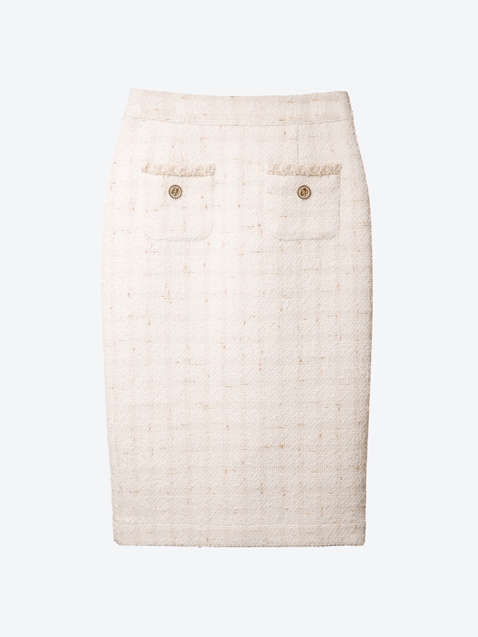 Bouclé Tweed Pencil Skirt (white)