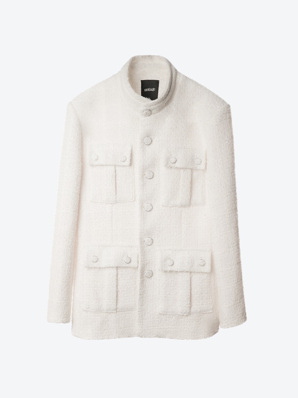 Lamé Bouclé Tweed Field Jacket (white)