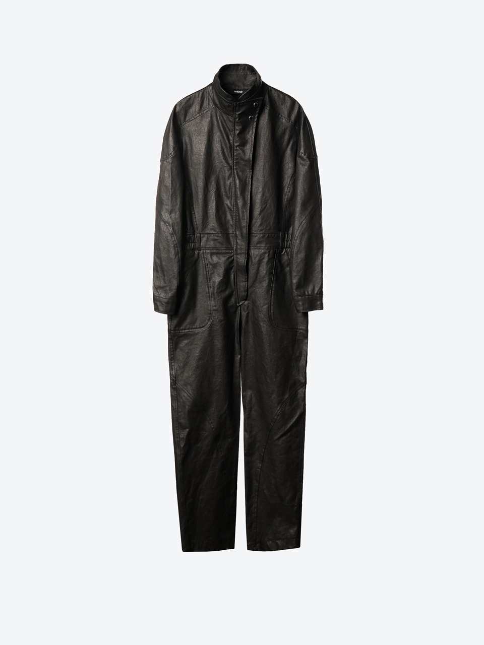 High-Neck Waxed-Cotton Jumpsuit