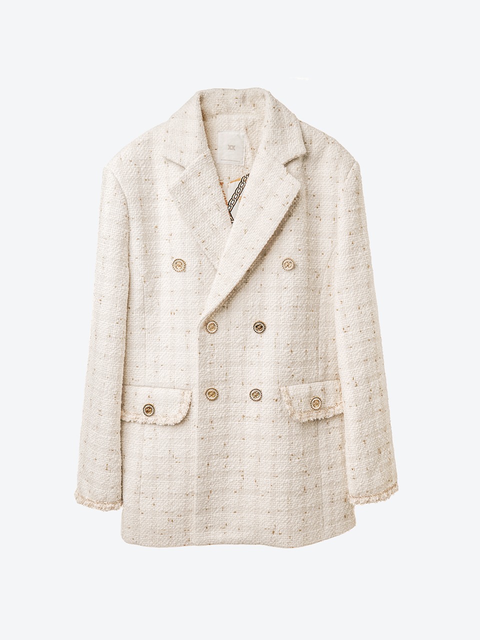 Double-Breasted Bouclé Tweed Blazer (white) for man