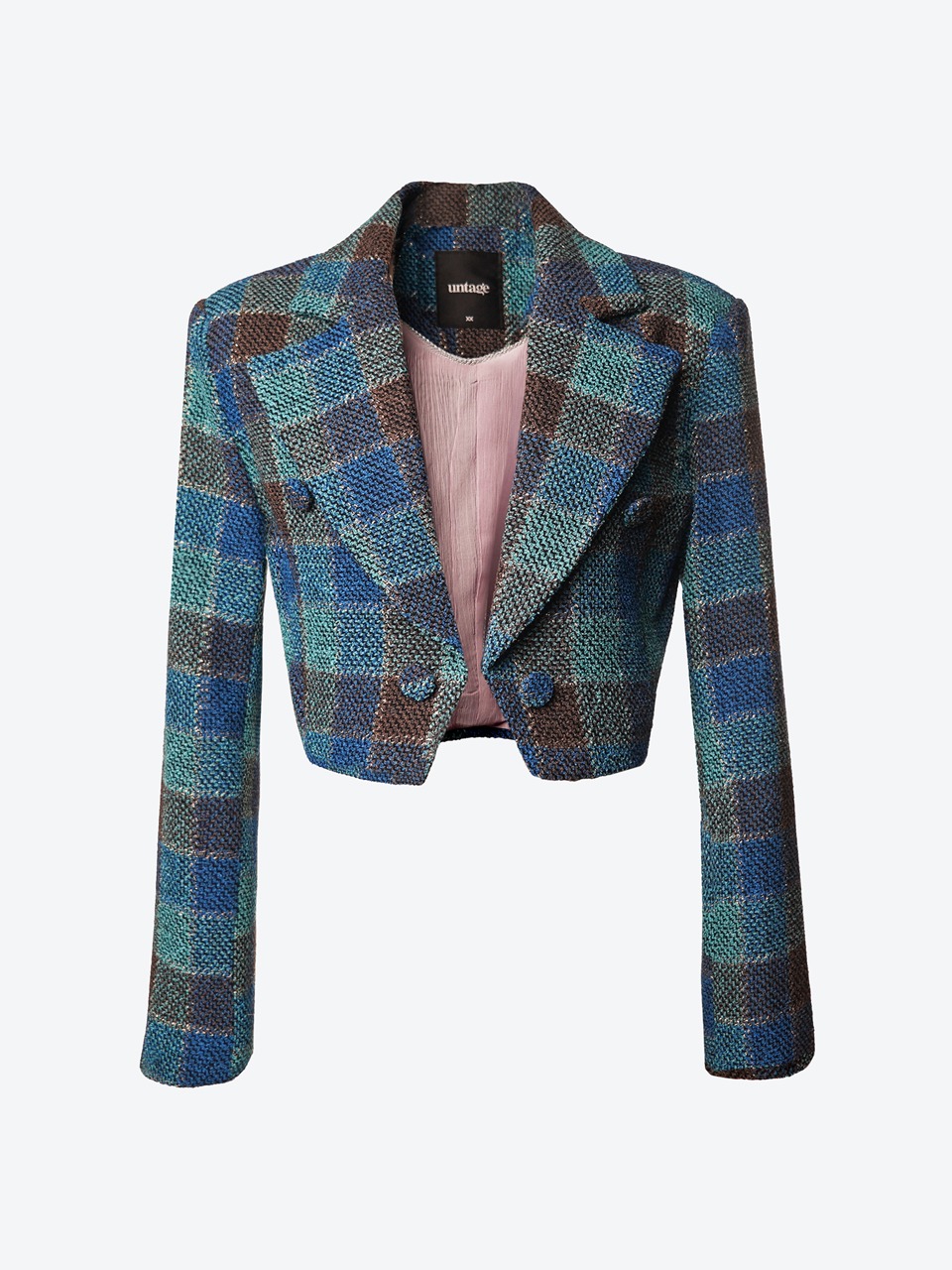 Check Tweed Cropped Spencer Jacket for woman (blue)