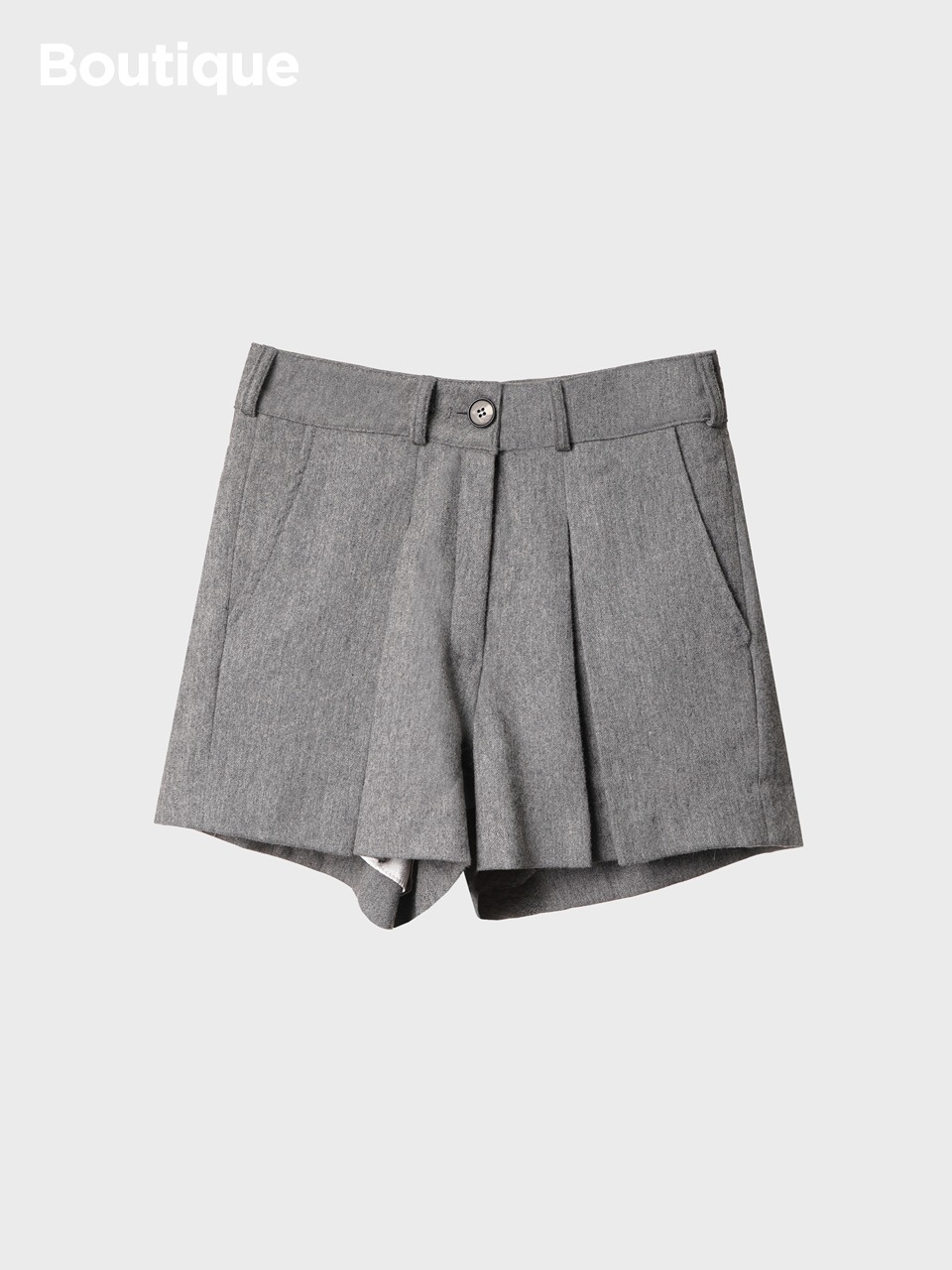Inverted Box Wool-Blend Pleats Shorts