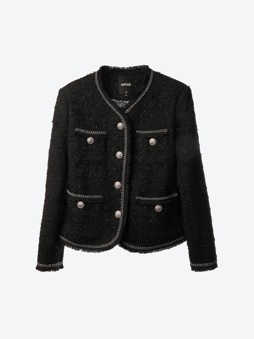 Chain Embellished-Tweed Jacket (black) for woman