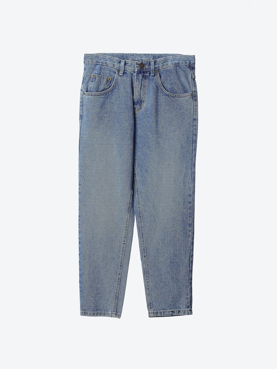 Retro Washed Tapered-Leg Jeans (blue)