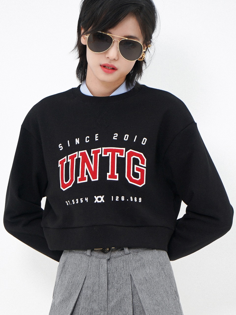 Logo-Embroidered Cropped Sweat Shirt
