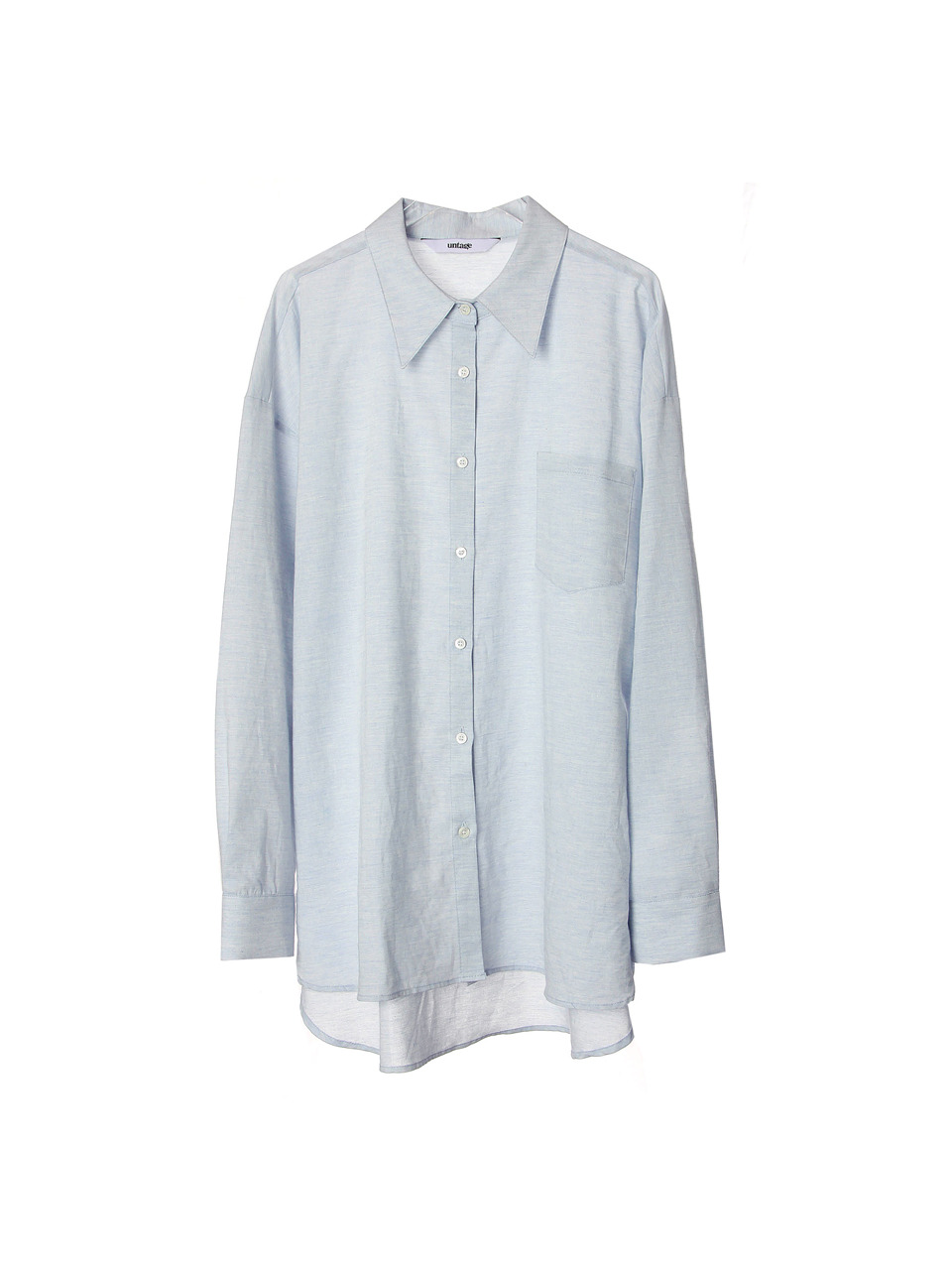 blue over-fit linen shirts