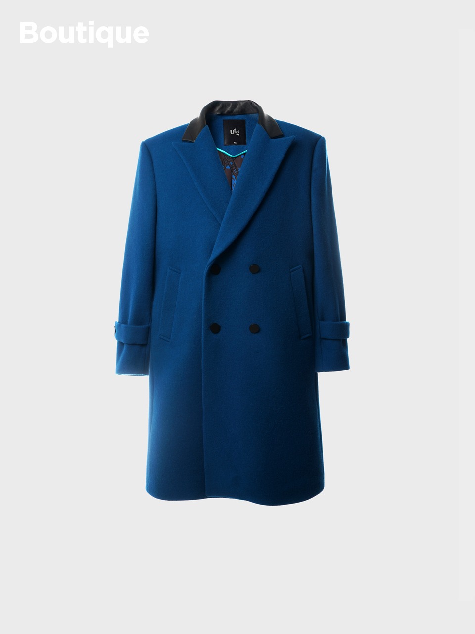 Double-Breasted Wool Over Coat (blue)