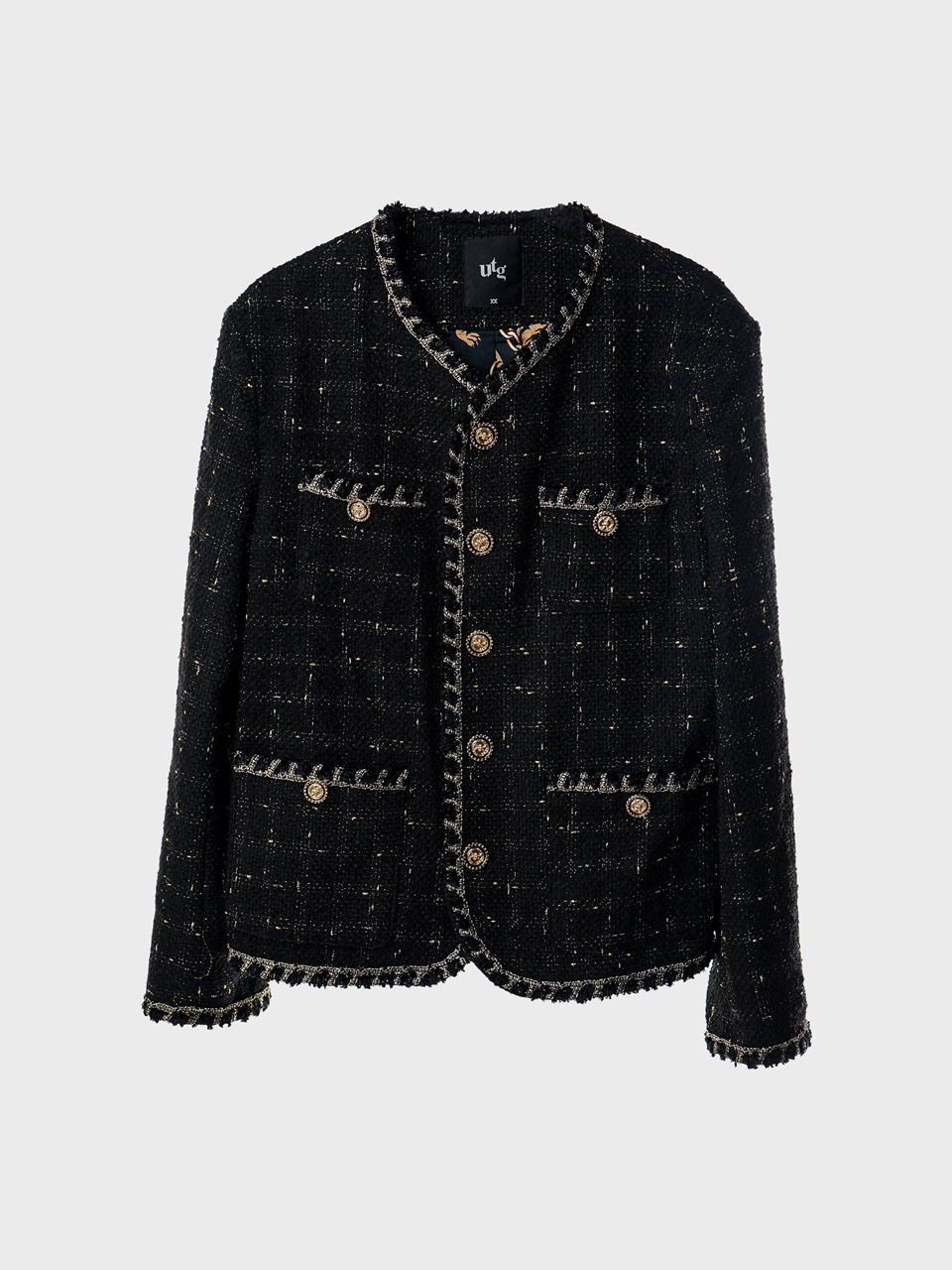 Metallic-Button Bouclé Tweed Jacket for man