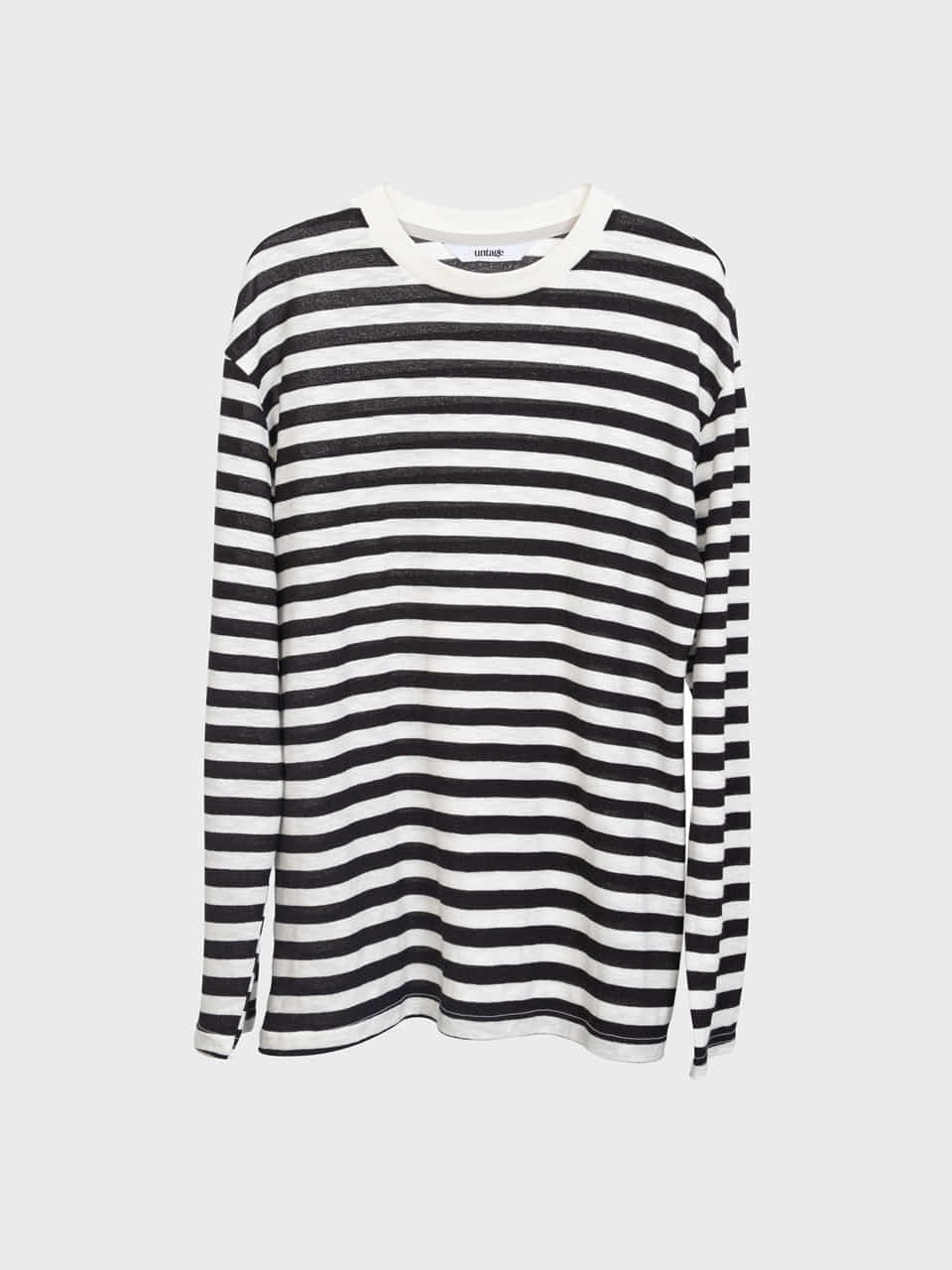 Breton Striped Slub Linen T-shirt (black)
