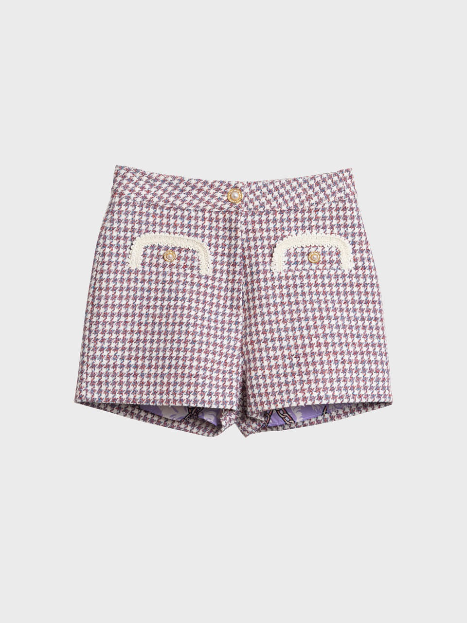 Houndstooth-Check Tweed Shorts