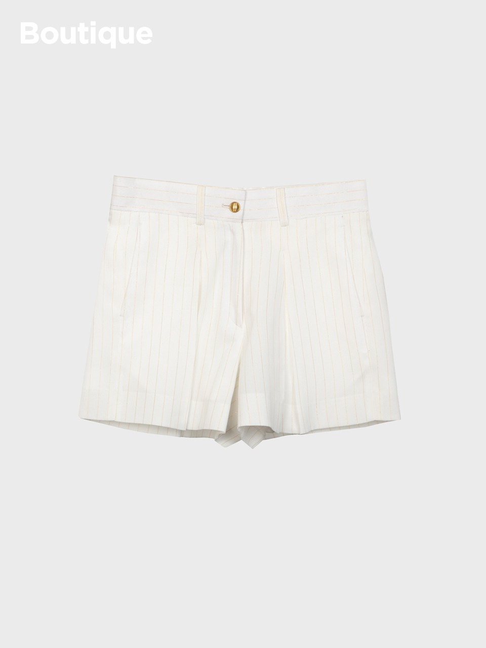 Inverted Box Pinstriped Pleats Shorts for woman