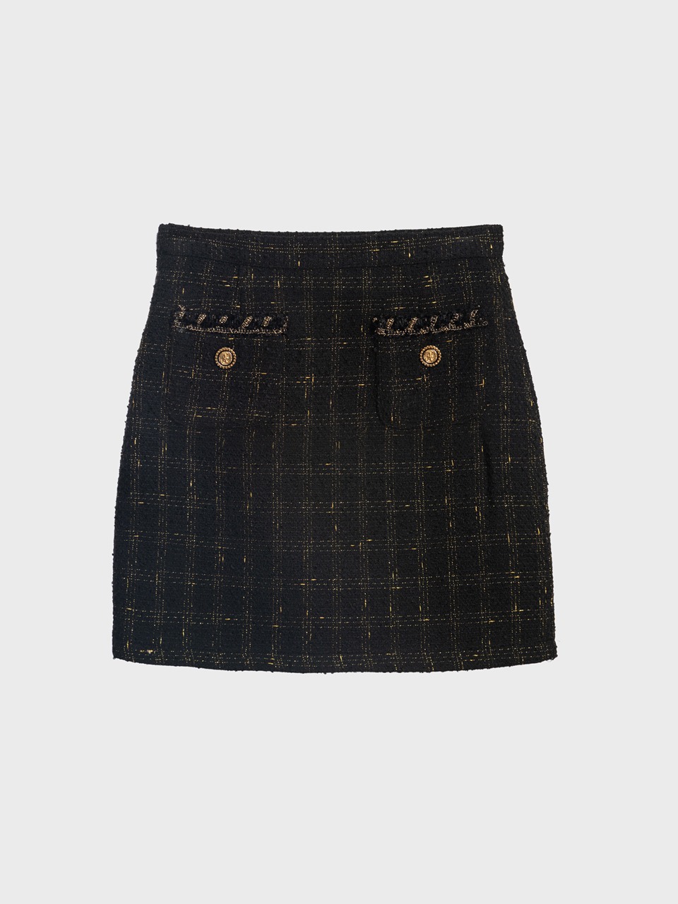 Bouclé Tweed Mini Skirt (black)