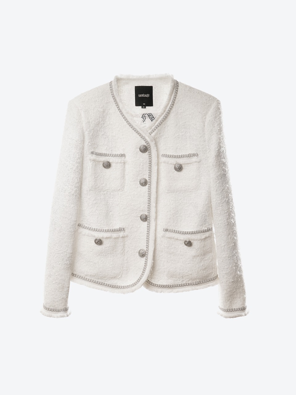 Chain Embellished-Tweed Jacket (white) for woman