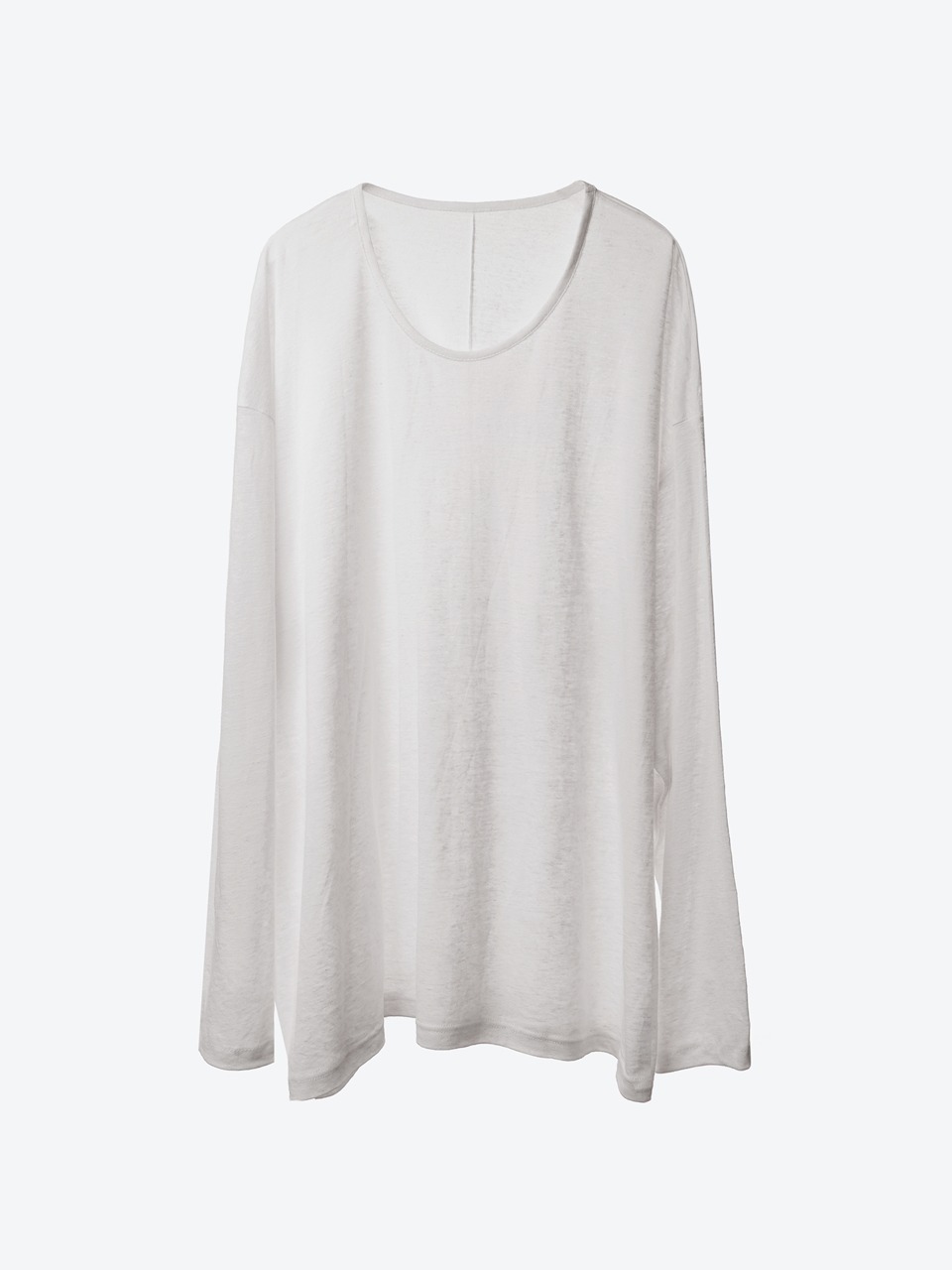 U-Neck Linen-Jersey T-Shirt (white)