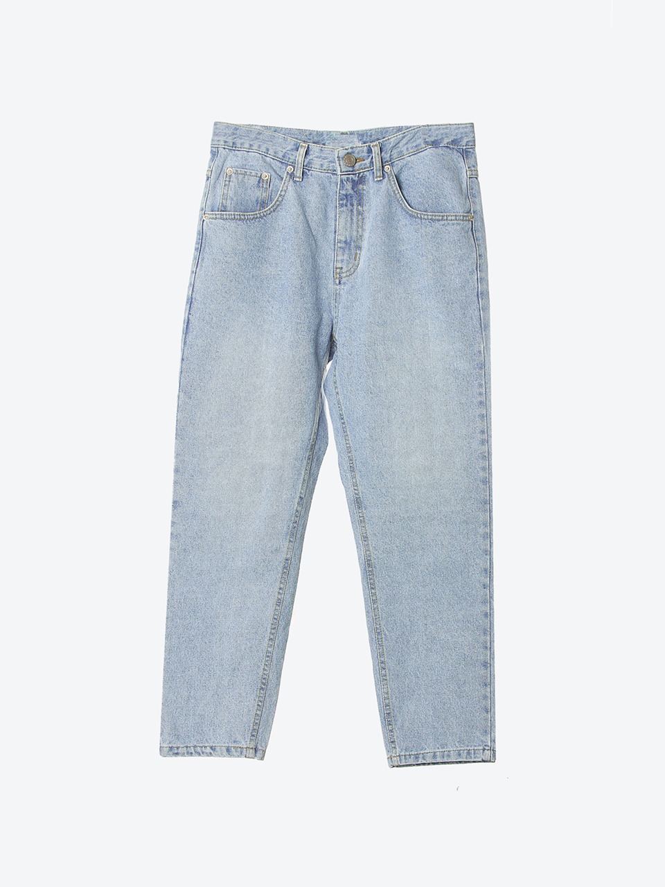 Retro Washed Tapered-Leg Jeans (light blue)