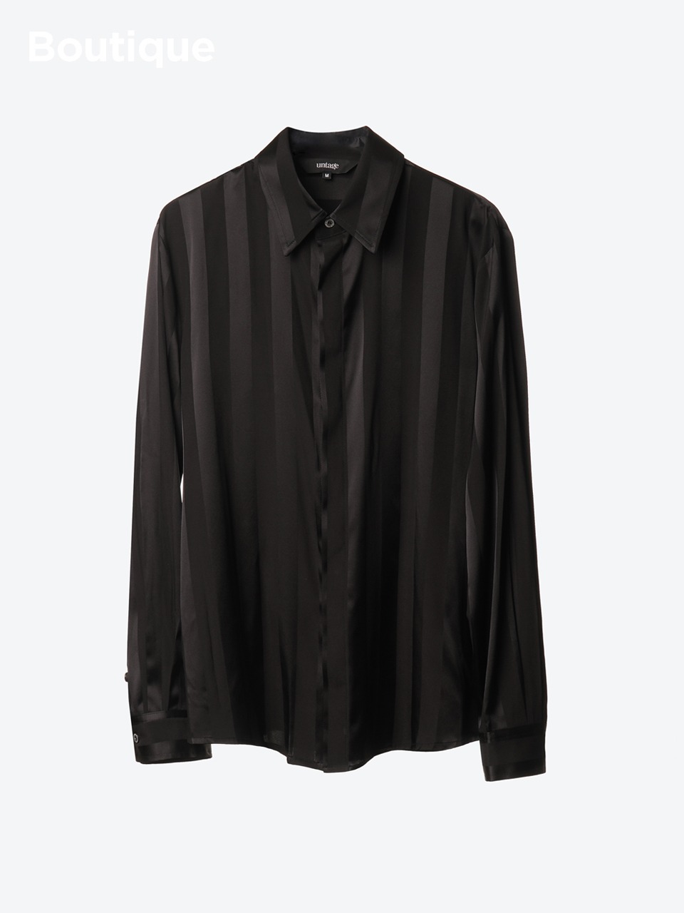 Striped-Jacquard Silk-Satin Shirt (black)