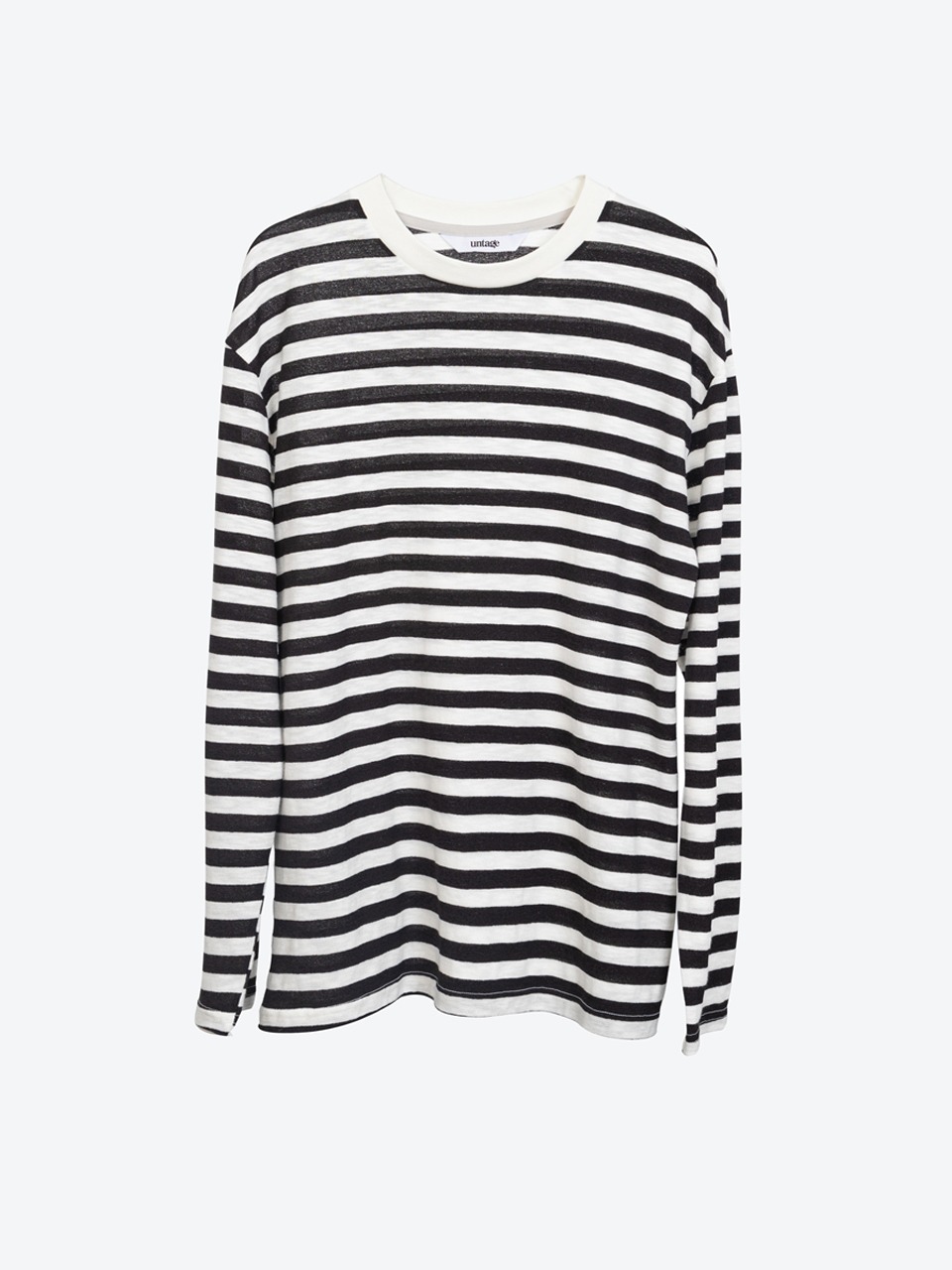 Breton Striped Linen Long-Sleeved T-shirt (black)