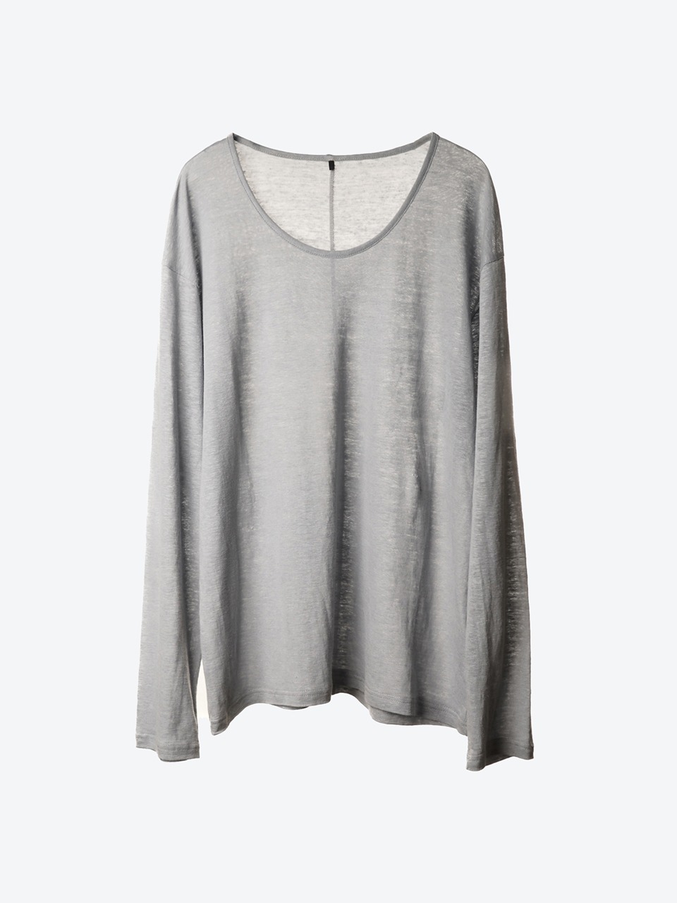 U-Neck Linen-Jersey T-Shirt (grey)