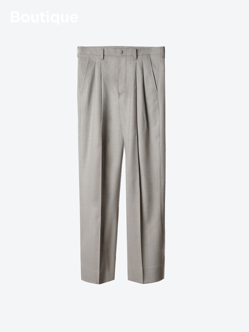 Pleated Wide-Leg Cashmere Trousers (grey)