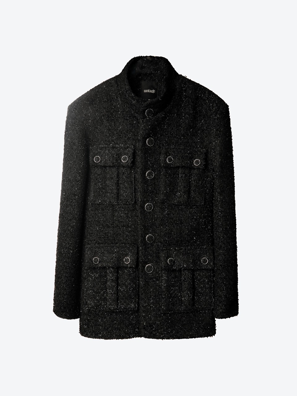 Lamé Bouclé Tweed Field Jacket (black)