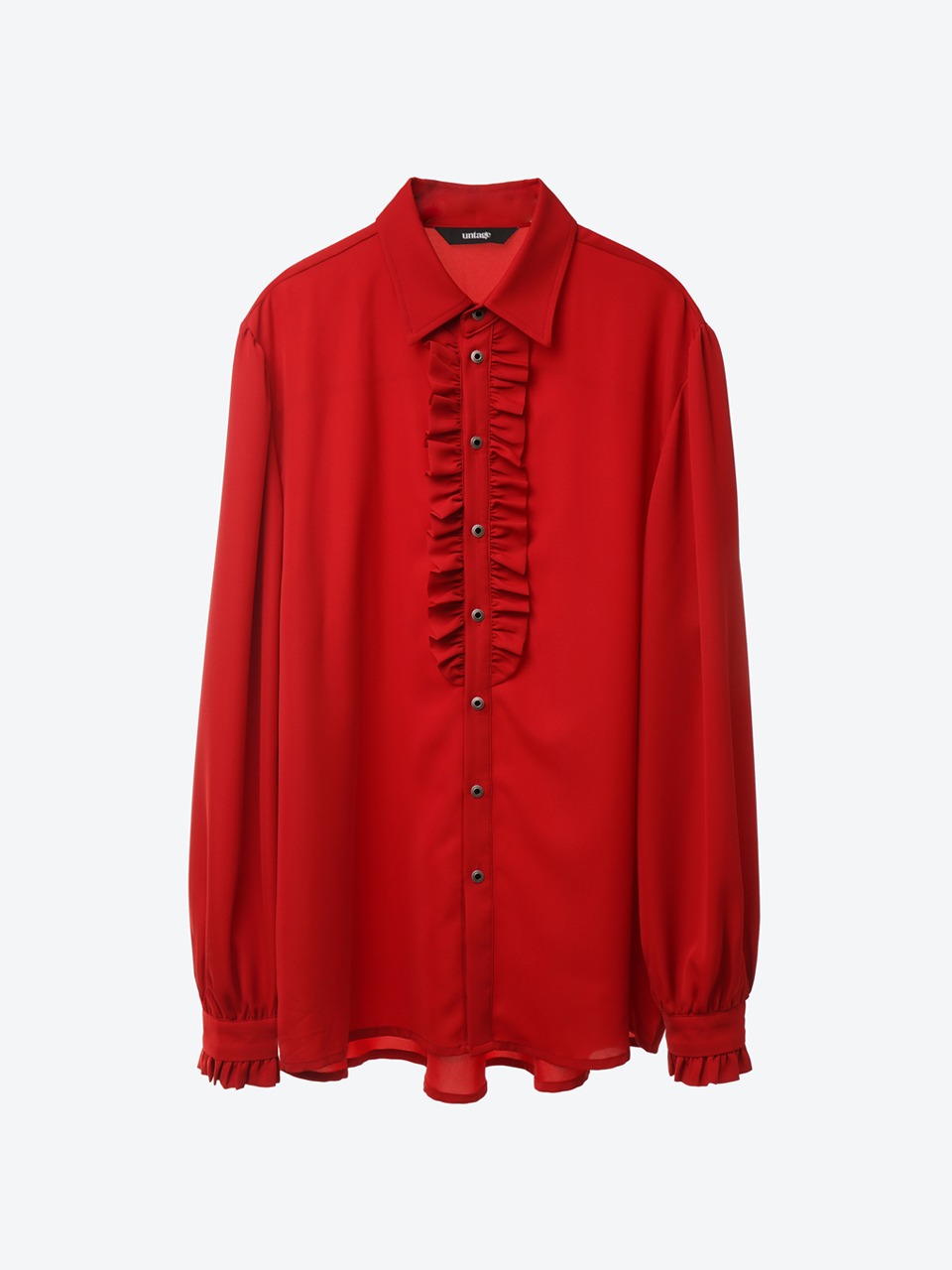 Ruffled-Placket Blouse (red) for man