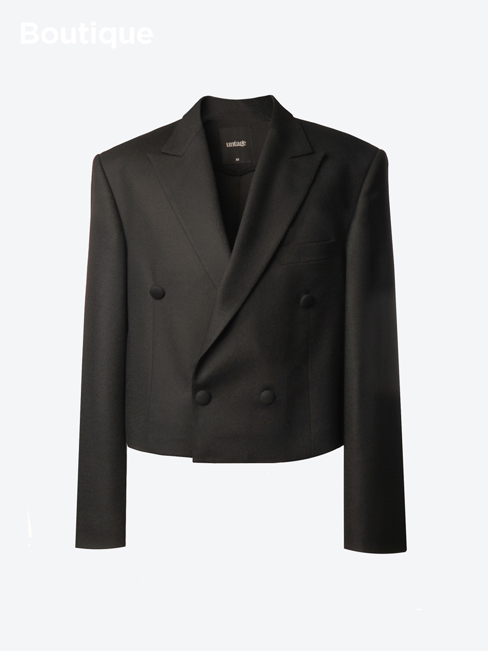 Double-Breasted Cashmere Cropped Jacket (black)