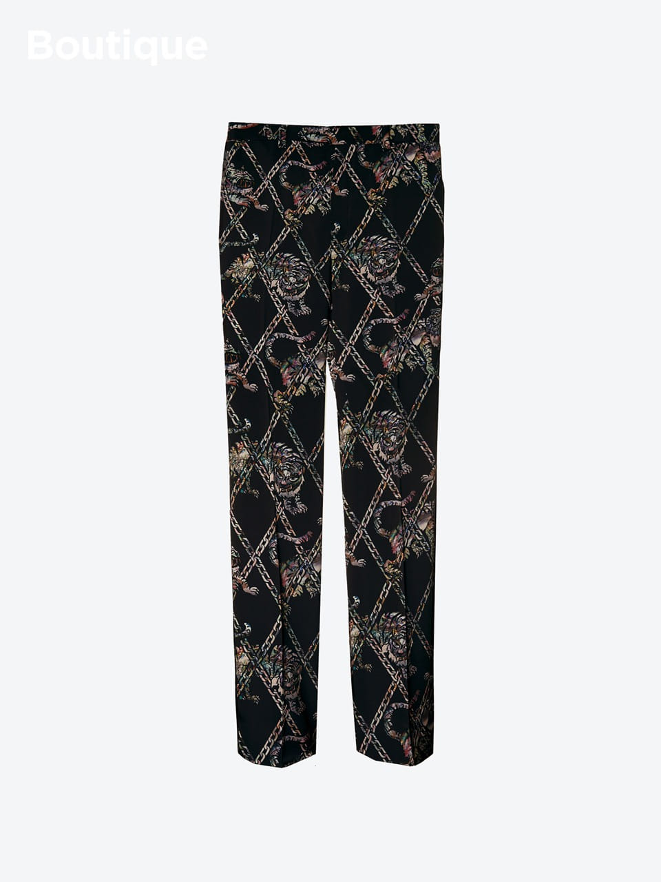 Tiger Jagae-Printed Silk Trousers
