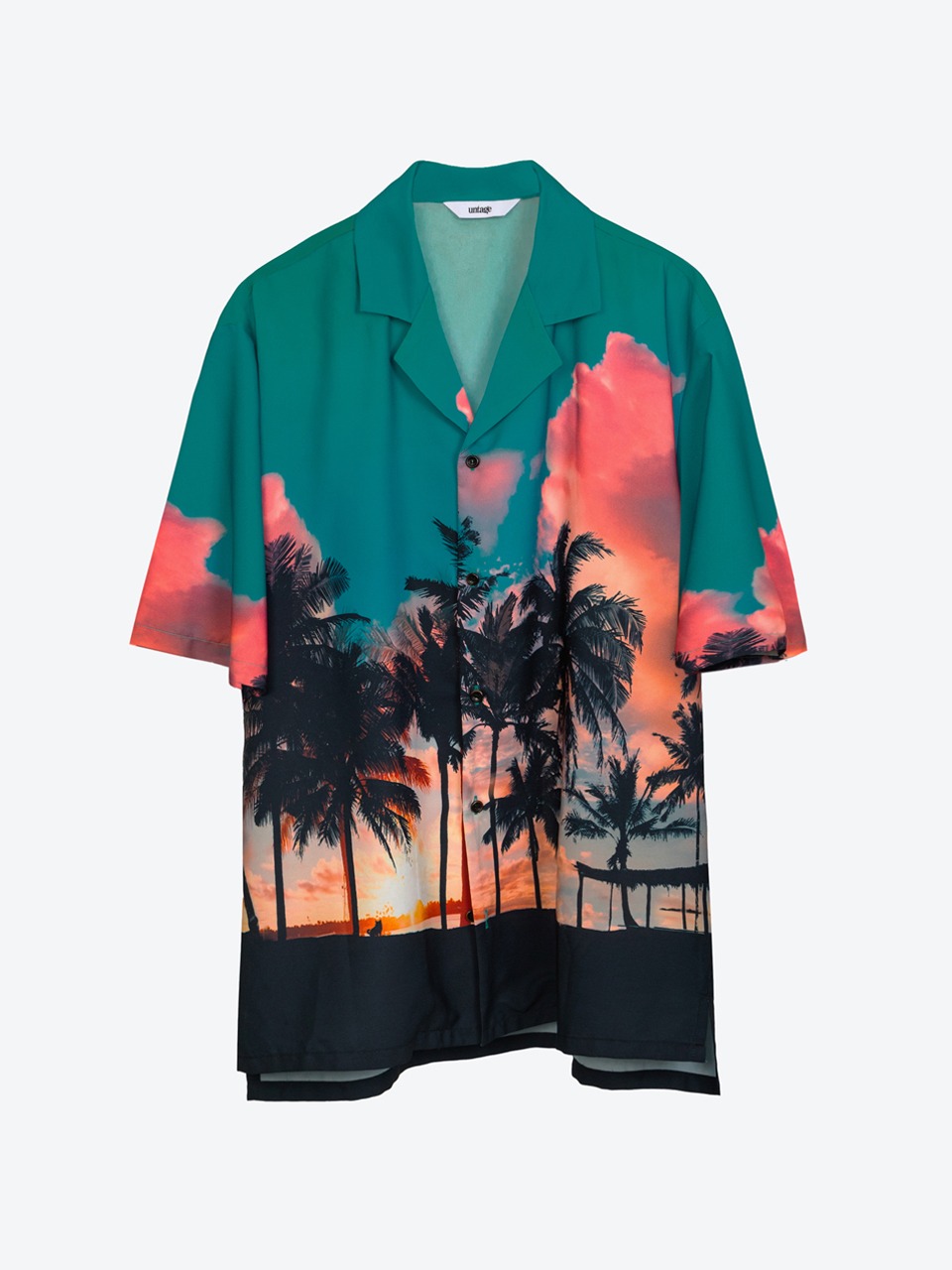 Palmtree Printed Bowling Shirt (green)
