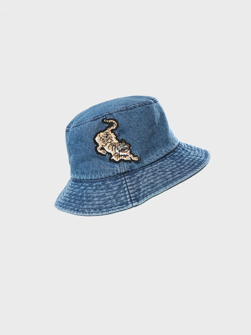 Tiger Embroidery Denim Bucket Hat
