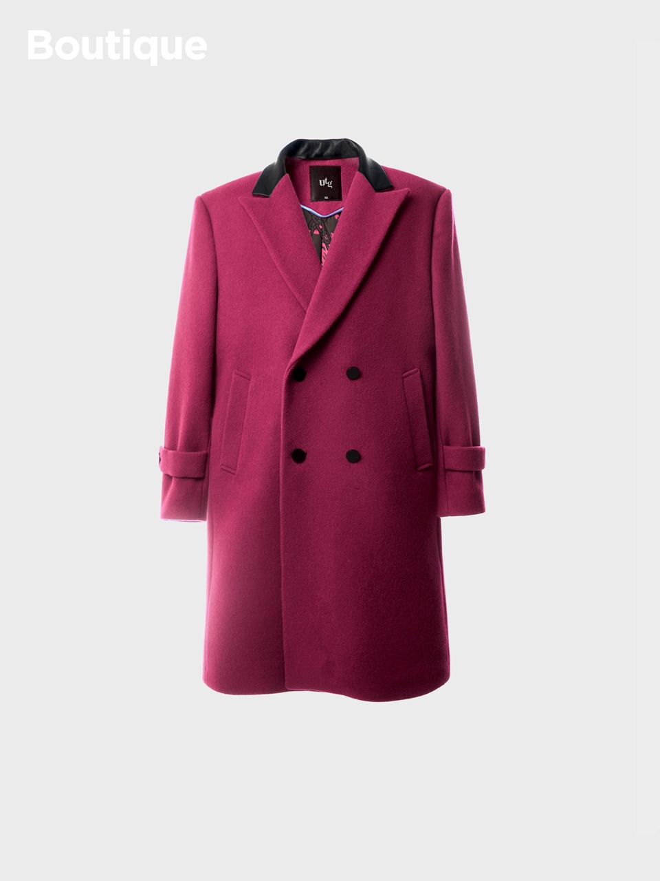 Double-Breasted Wool Over Coat (pink)