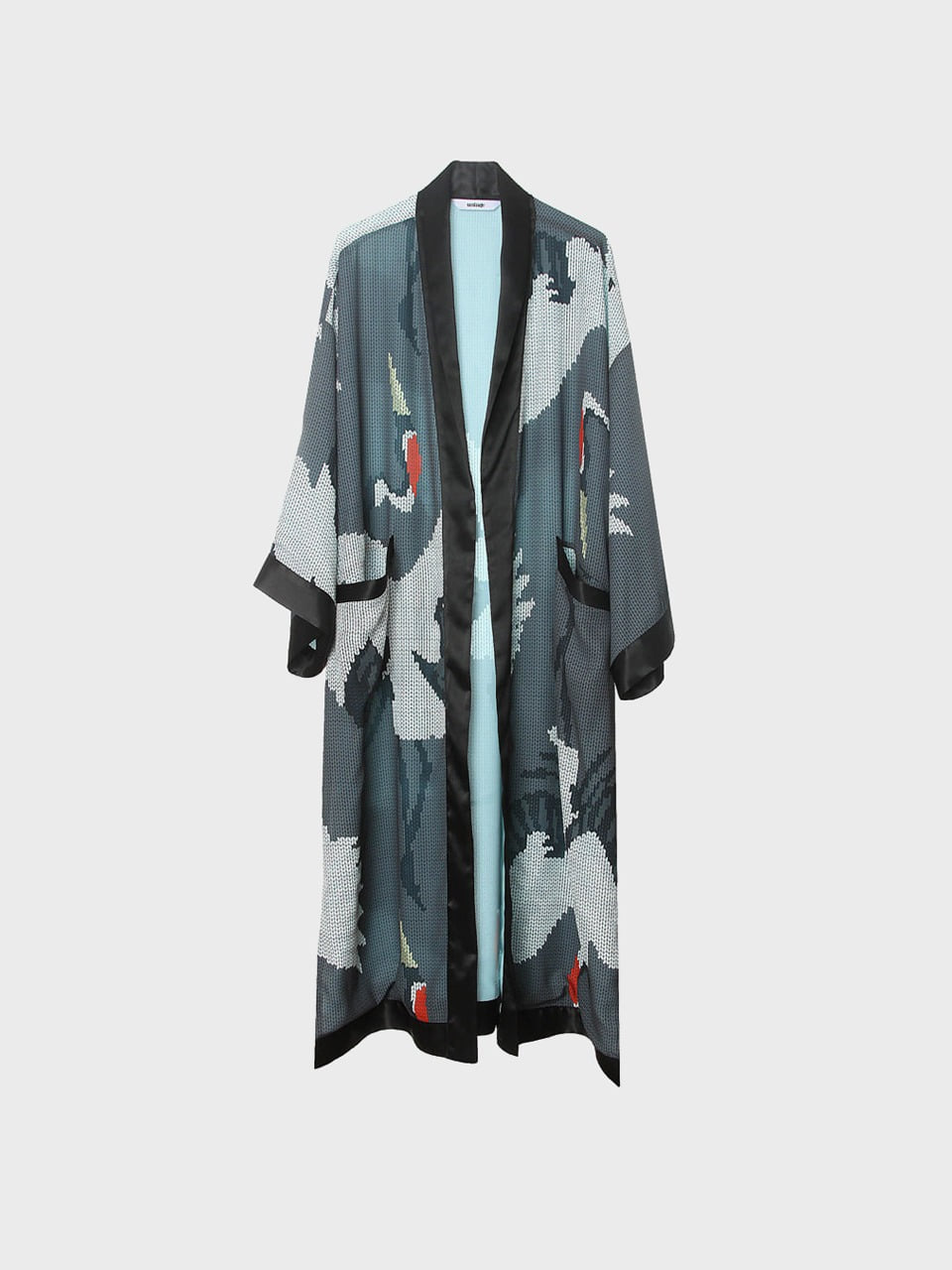 Crane Printed Robe Overcoat