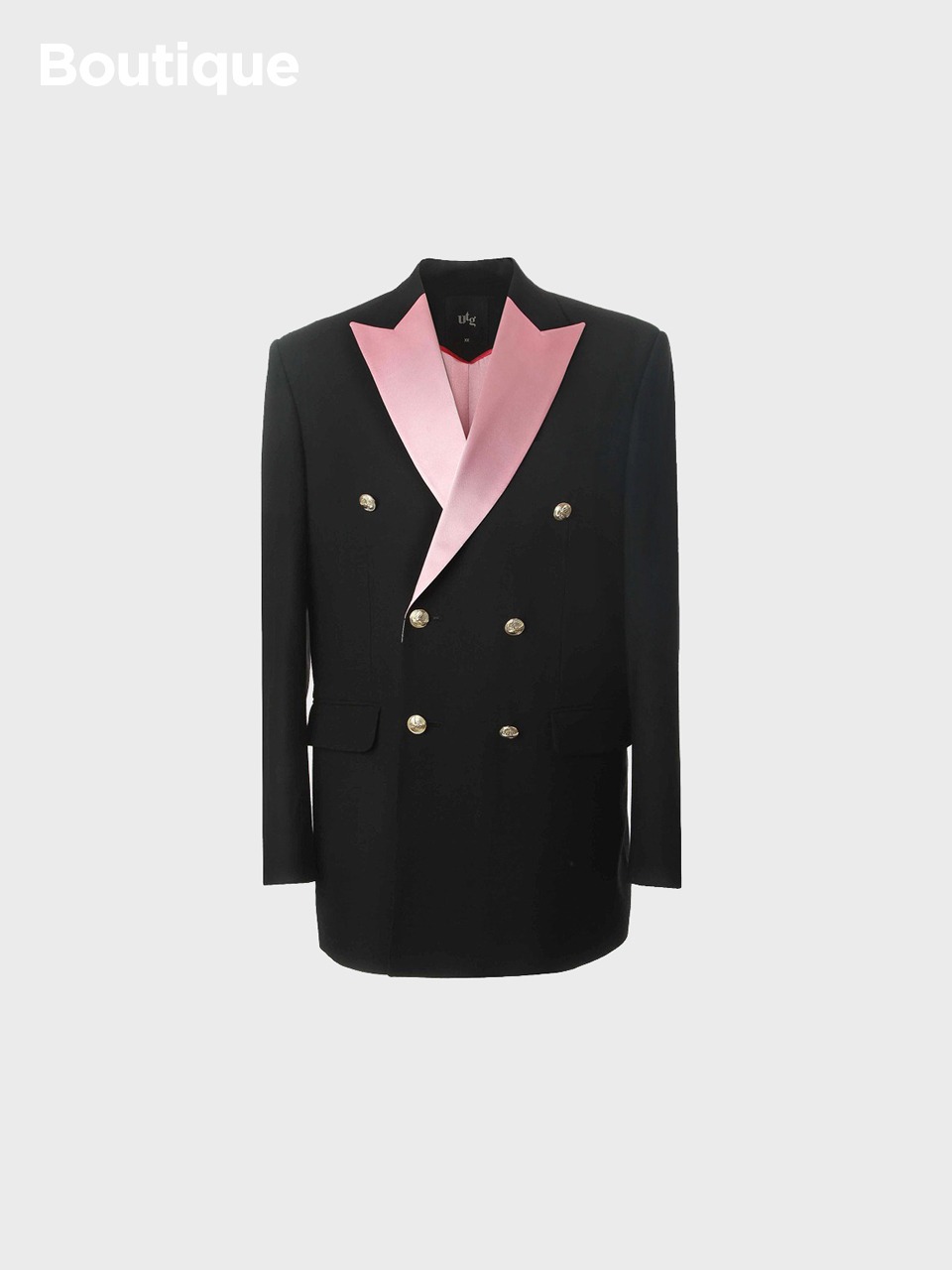 Pink Lapel Double-Breasted Blazer
