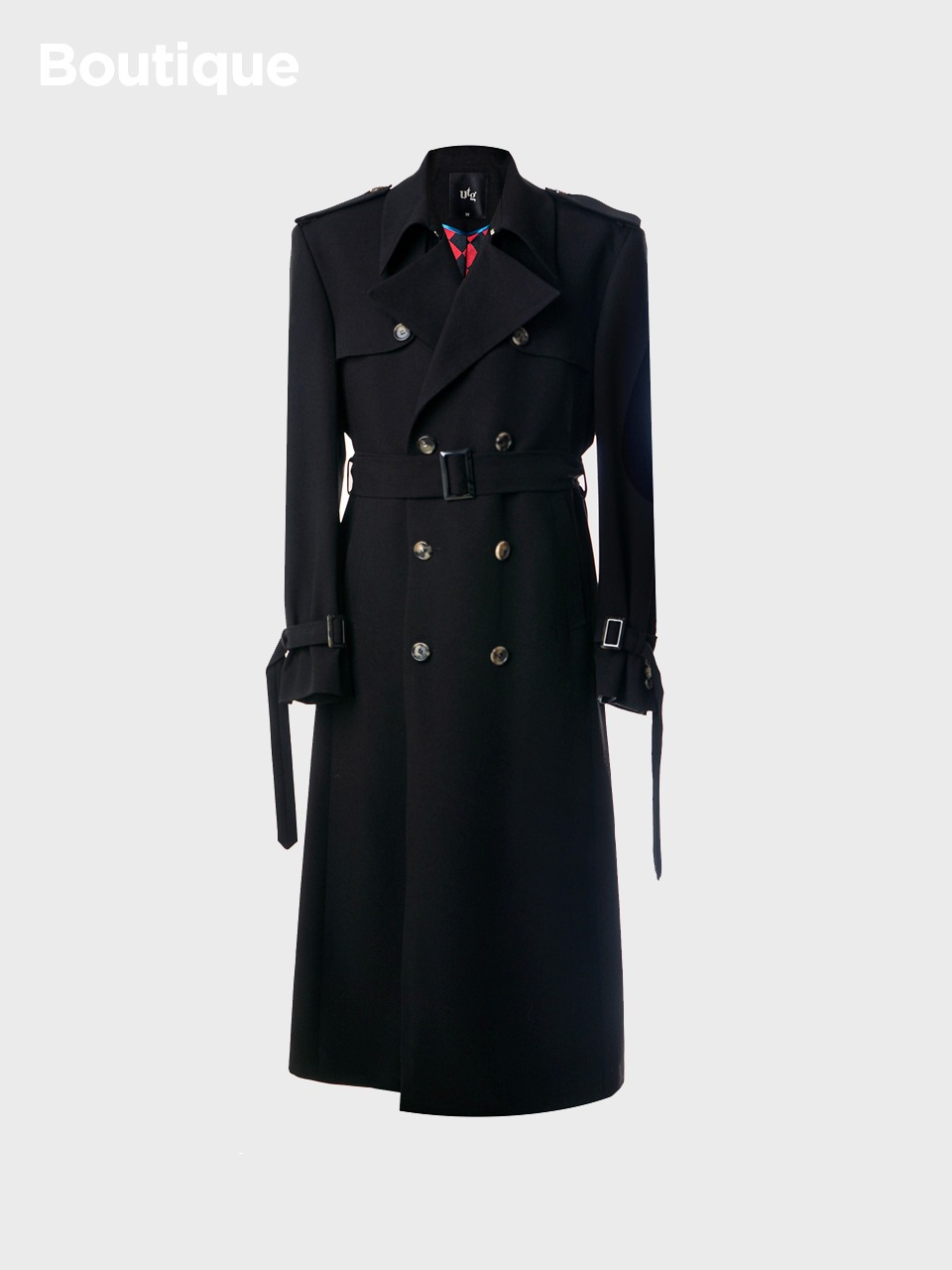 Double-Breasted Wool-Twill Trench Coat (black)
