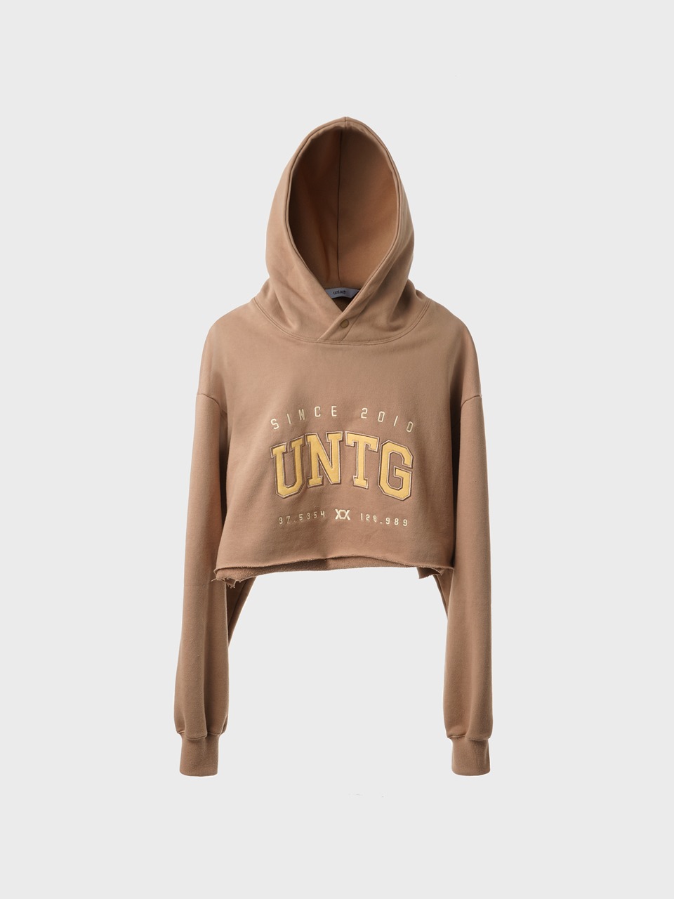 Logo-Embroidered Cropped Hooded Sweat Shirt (brown)