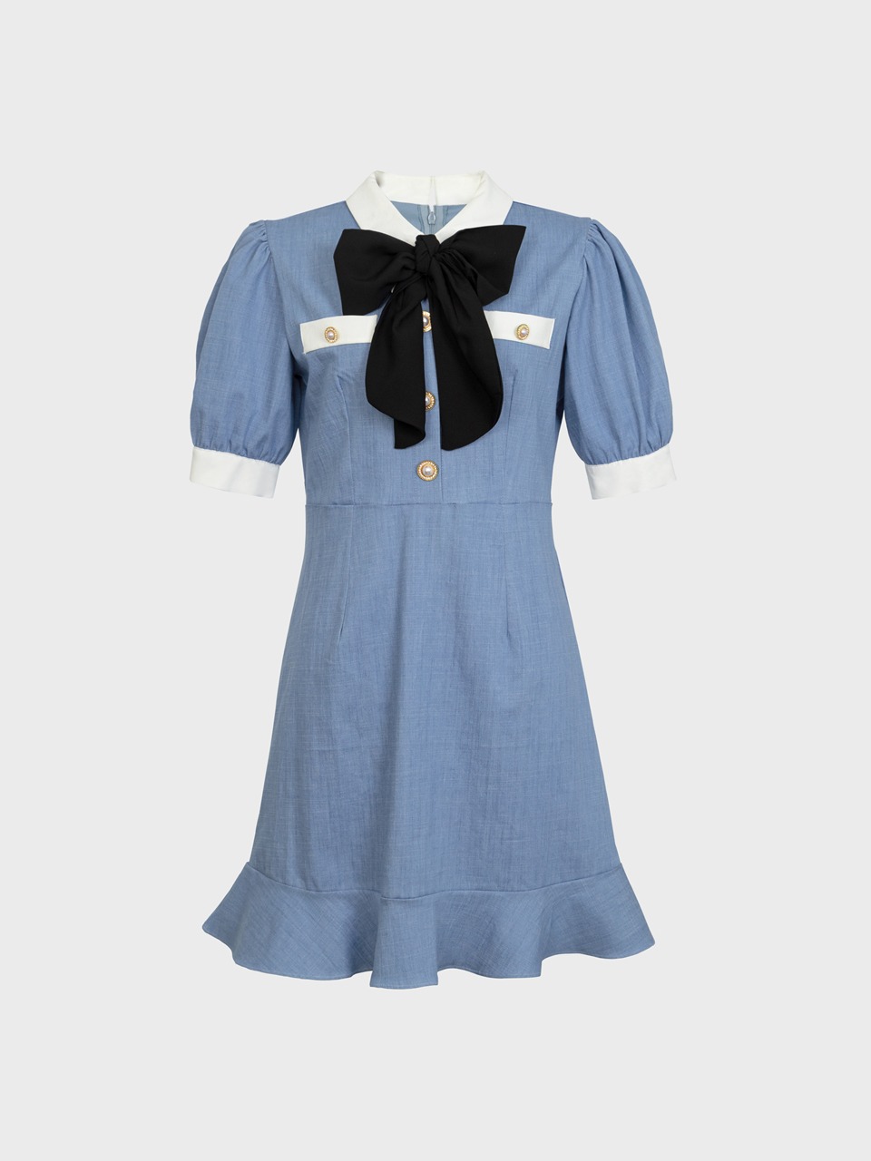 Sailor-Collar Denim Mini Dress