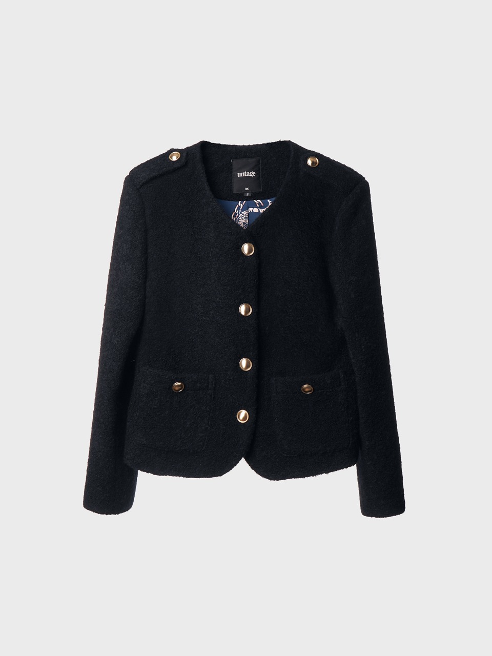 Wool-Blend Bouclé Tweed Jacket (navy) for woman