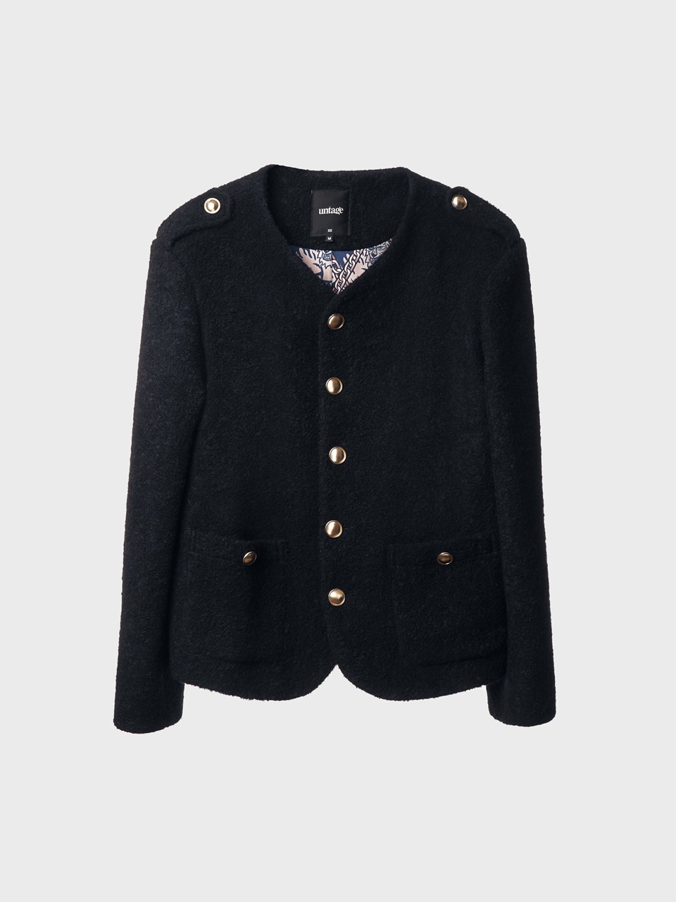 Wool-Blend Bouclé Tweed Jacket (navy)